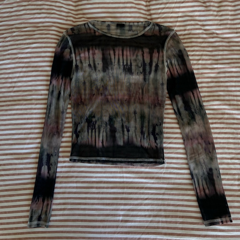 Urban Outfitters Mesh Long Sleeve Multicolor Top